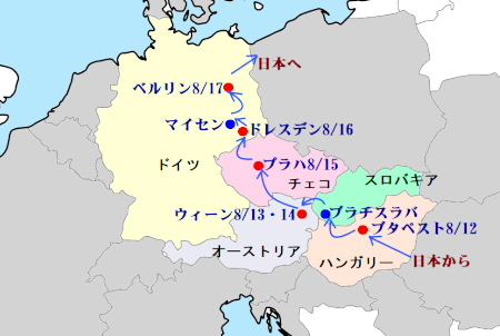 中欧の地図